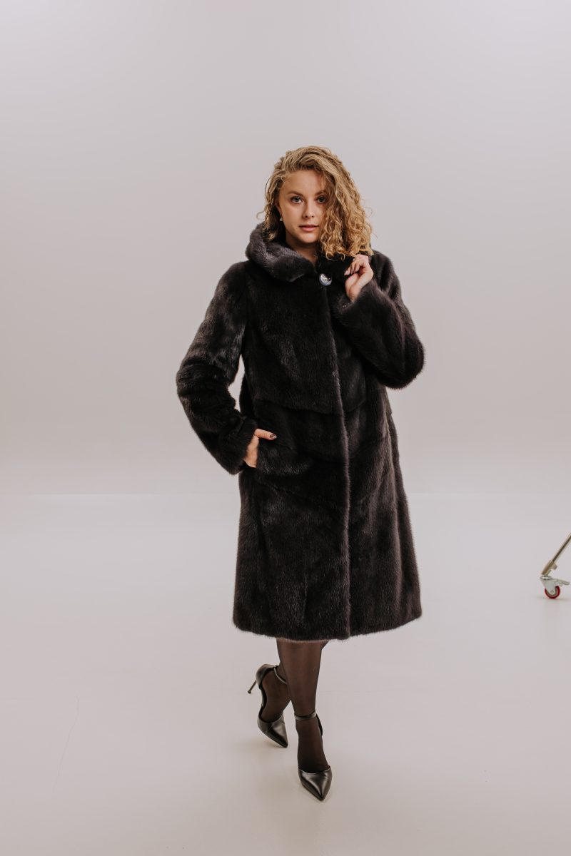 Women's fur short coat - model photo
