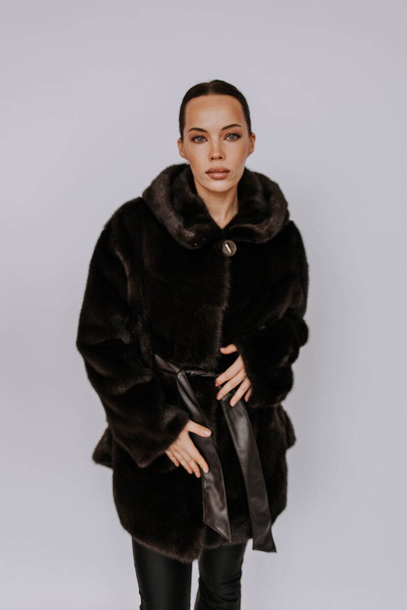 Women's fur jacket - model photo