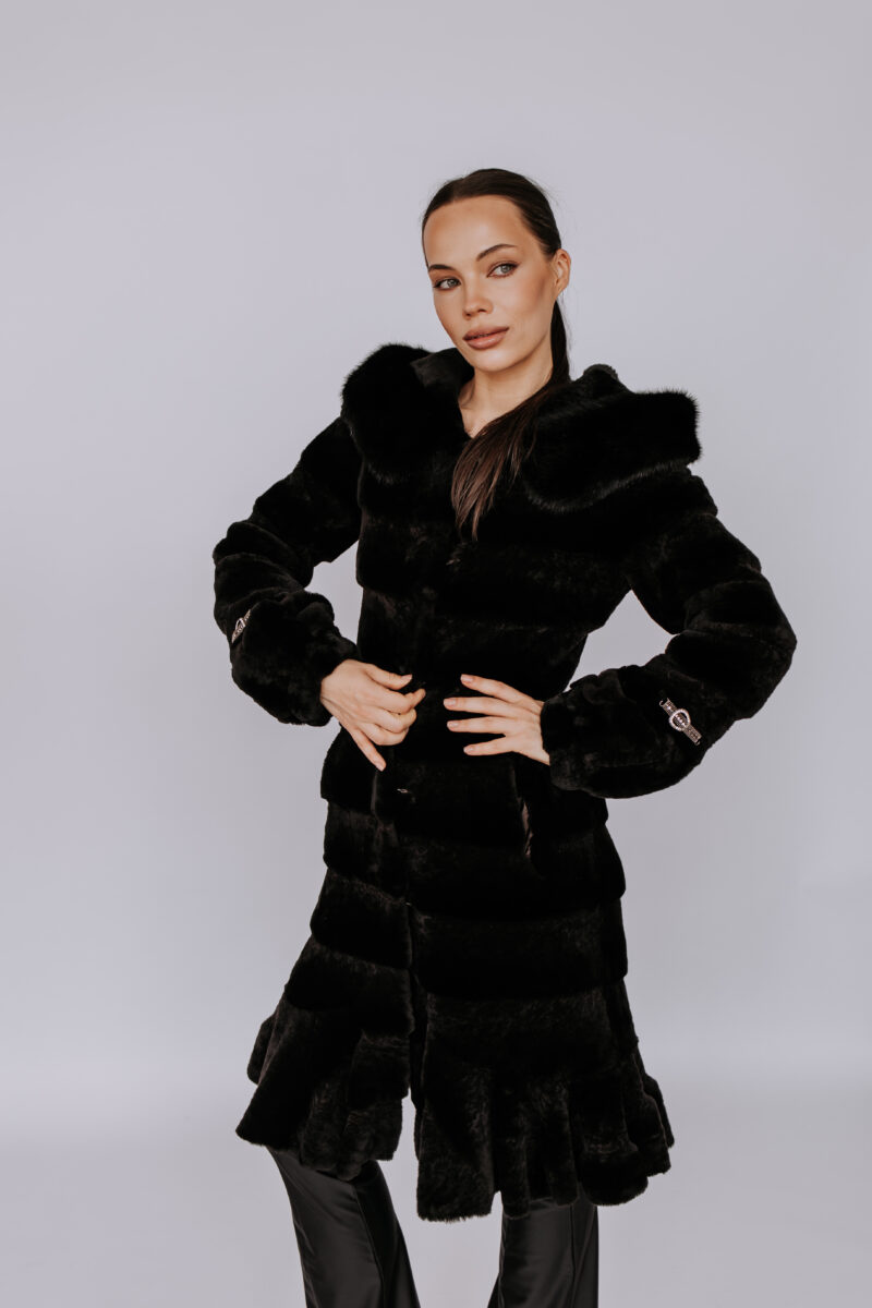 Women's fur short coat - model photo